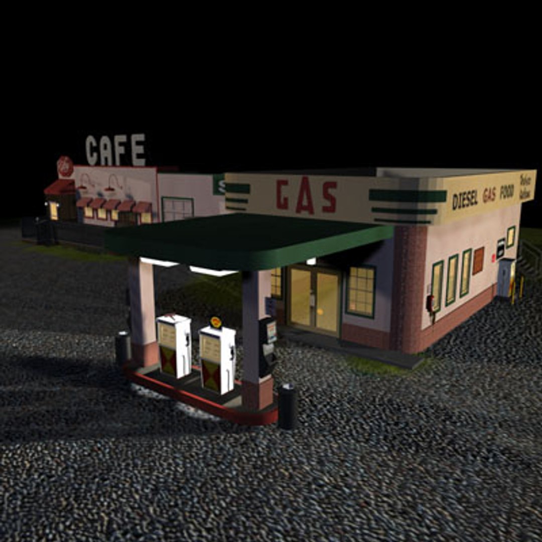 3d Corner Gas Station Road Sign