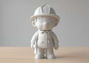 Firefighter Cartoon Character 3D Printable 3D print model 3D model