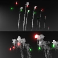 Pyrotechnic Signal Flare Set Volumetric For Blender