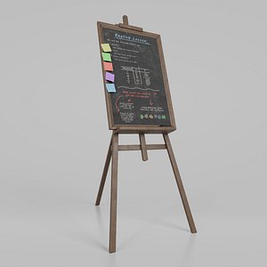 3D model Customizable Wooden Blackboard with Stand - Tall Writing Board
