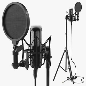 Condenser Microphone Kit with Pop Filter and Tripod Black model