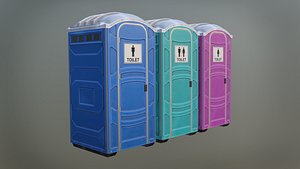 Portable toilet with low-poly mesh