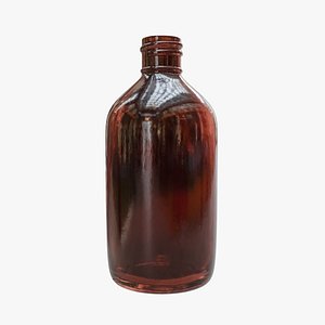 Medium Amber Boston Round Glass Bottle 3D model