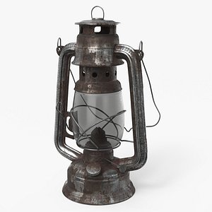 Rustic Kerosene Lantern Rusted Metal - PBR 3D