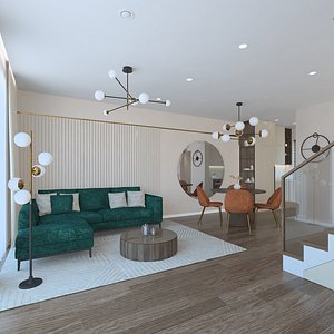 Small cozy living room with toilet 3D model