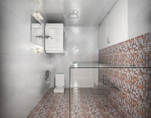 3d bath wc scene interior model