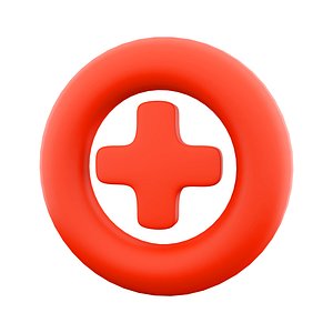 3d medical cross round button icon