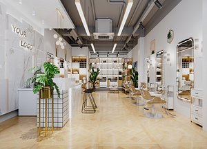 Modern Barber Shop Hair salon Interior - 3D Model 3D