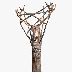 Totem wood Skull 9 3D