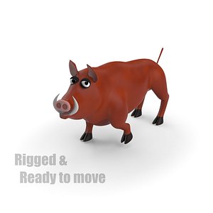 3dsmax cartoon wild boar rigged