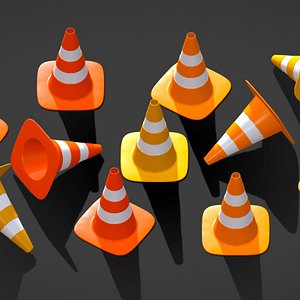 Stylized Traffic Cones Variants - Low Poly Pack