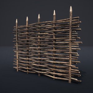 3D PALISADE BARRIER BARRICADE FENCE WALL VILLAGE DAM MEDIEVAL FORT model