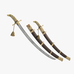 Ancient cold weapons magnificent curved swords 3D model