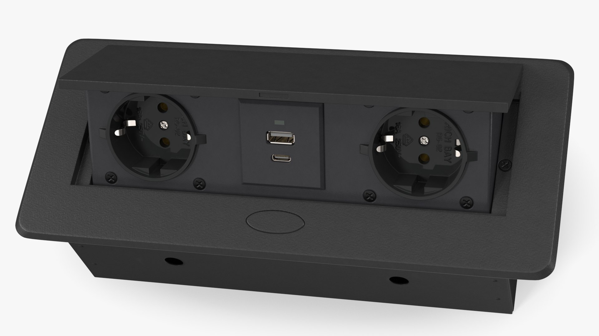 Desktop Power Strip 2 EU Plugs USB Black 3D model https://p.turbosquid.com/ts-thumb/kX/vZQ3lc/Et/desktoppowerstrip2euplugsusbblack3dmodel005/jpg/1654001407/1920x1080/fit_q87/4e07ed5241f911fe8c0f390bafcefba141c046a9/desktoppowerstrip2euplugsusbblack3dmodel005.jpg
