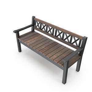 Weathered Outdoor Park Bench 08