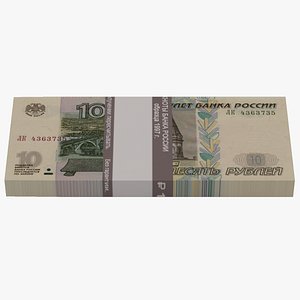 3D model bank russian roubles banknotes