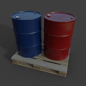 3D oil Barrel model (plus pallet)