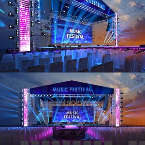 Stage truss meeting hall event T station show concert 3D