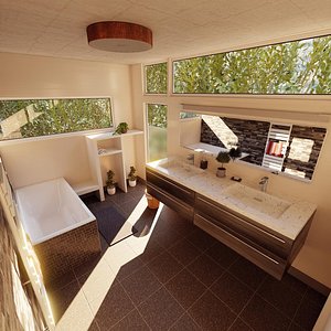 3D realistic bathroom scene bath