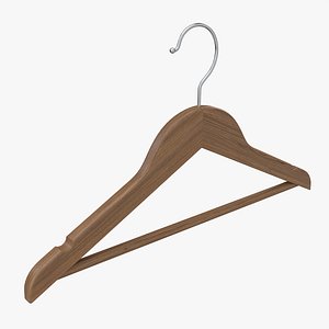 Hanger For Clothes Wooden 02 Dark 3D model