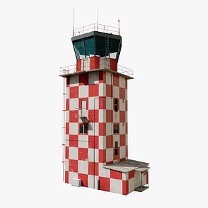 3D model Airport Air Traffic Control Tower Low Poly PBR