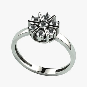 Seven Diamonds Fashion Gold Ring 3D model