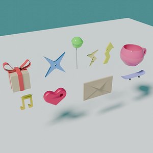 Set of 3D Icons and 3D Symbols