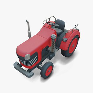 Farm Tractor Cartoon 3D Model Stylized