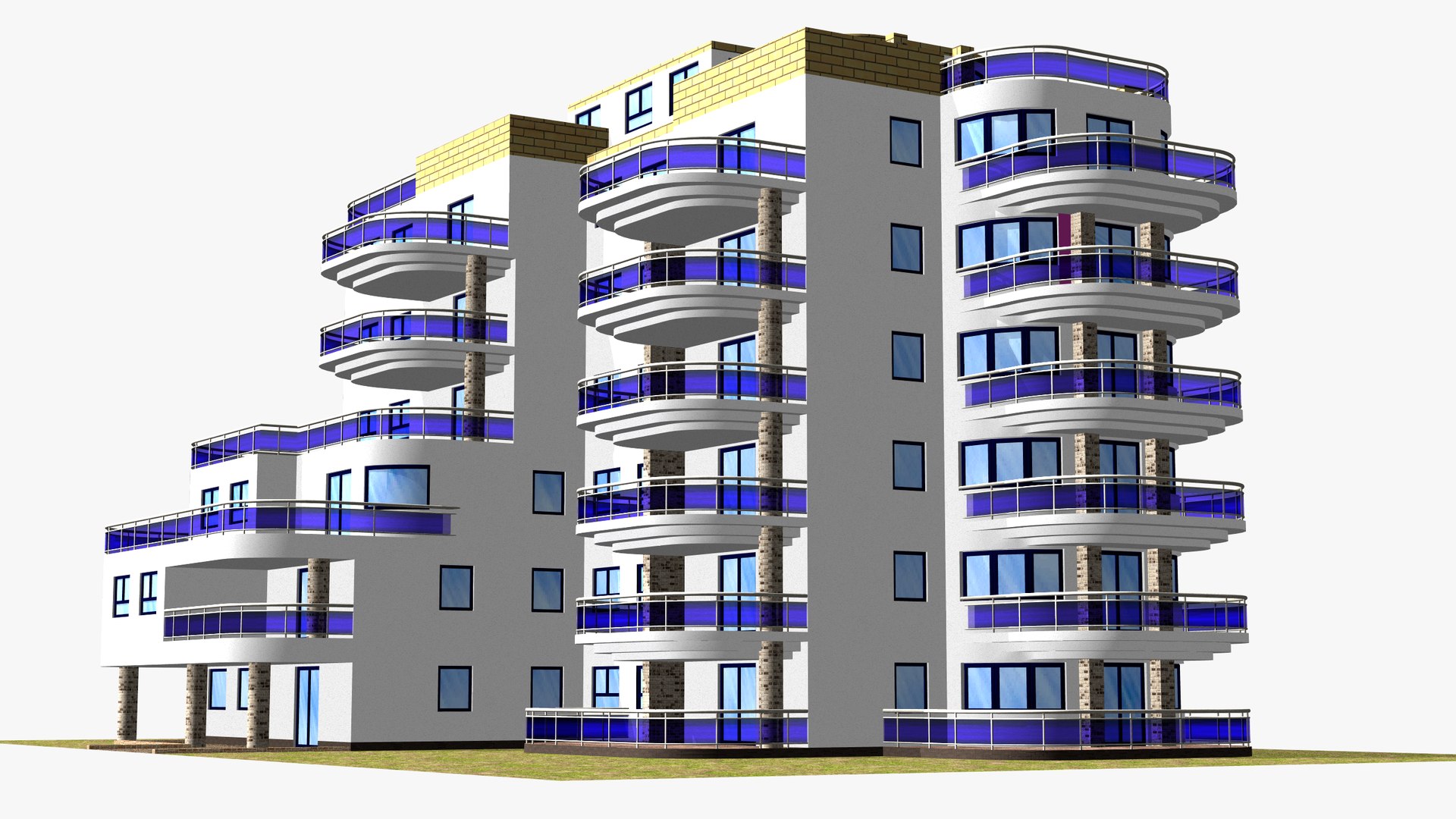 3D house 168 - modern apartment building in 2 variants - TurboSquid 1971706