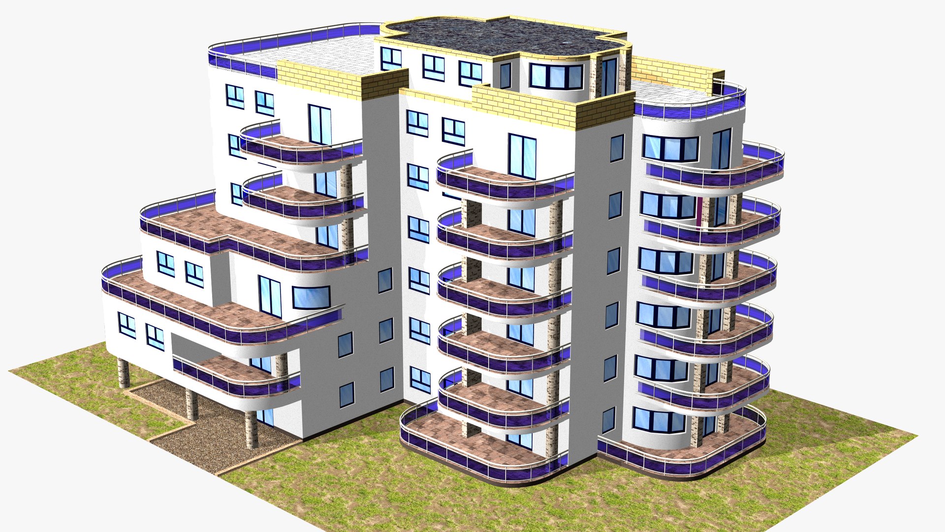 3D house 168 - modern apartment building in 2 variants - TurboSquid 1971706