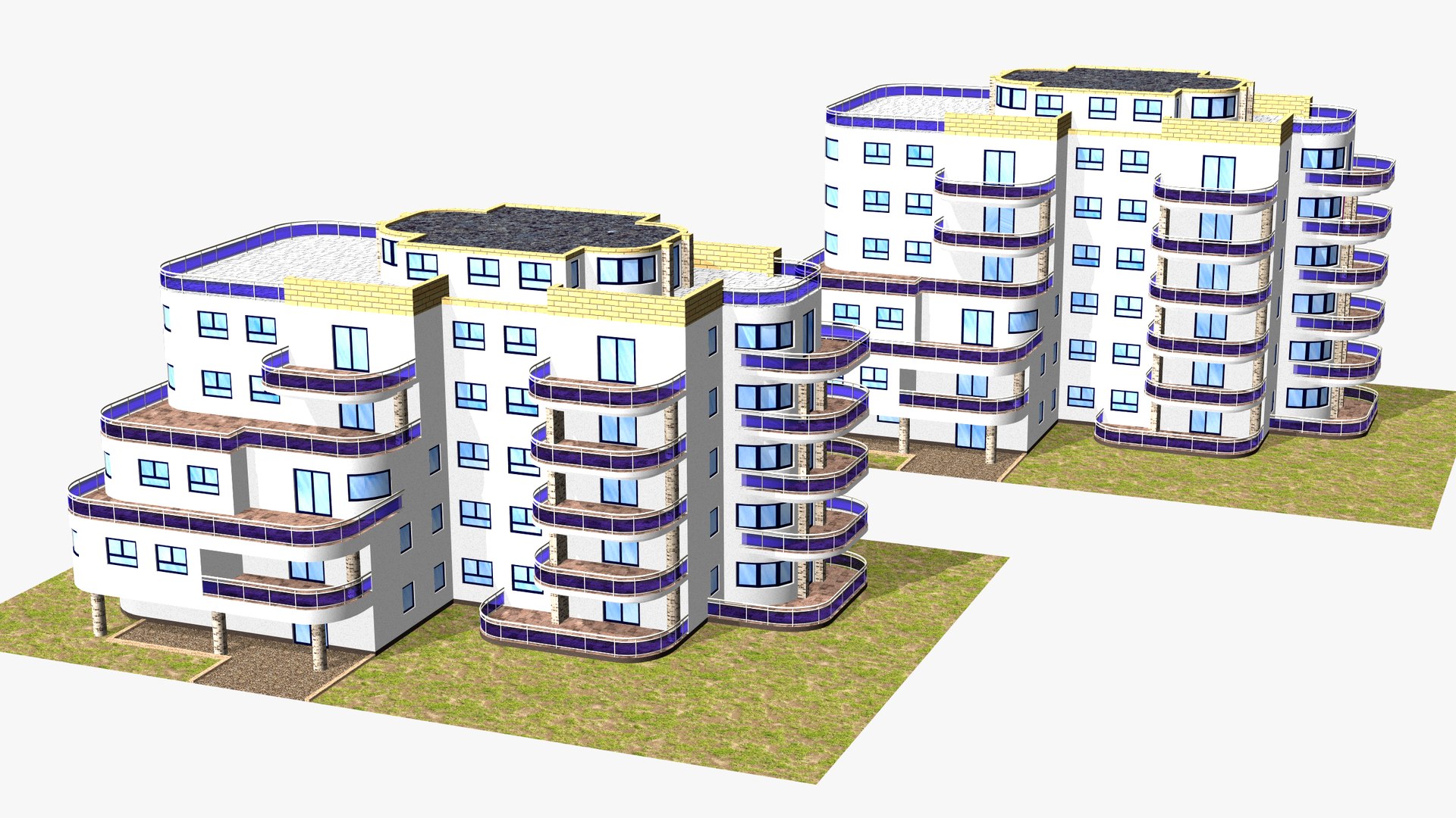 3D house 168 - modern apartment building in 2 variants - TurboSquid 1971706