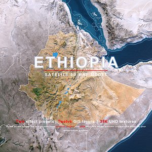 Ethiopia Map - 31K Realistic Satellite Terrain - Elevation
