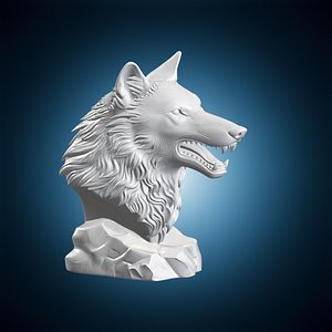 3D Wolf Head Bust 3D Print Model model