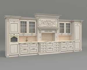 3D Ornate Victorian Style Kitchen Cabinet