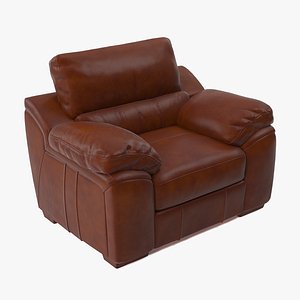 brown leather chair classic 3D