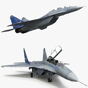 Russian Jet Fighter Mikoyan MiG 35 Aircraft Rigged for Cinema 4D 3D