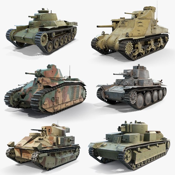 3D Inter-war Period Tanks Set model