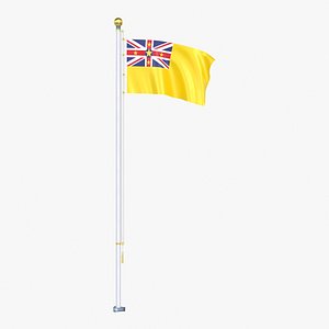 Niue Flag Stand Pole Animated Loop