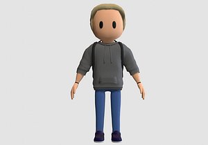 cartoon student boy