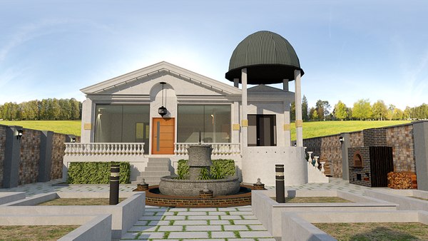 exterior interior house modeled 3D