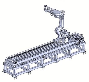3D model 7th Axis Robot Rail Track Linear Slide for KUKA FANUC Yaskawa Kawasaki Robots