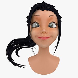 3d cartoon female head face model