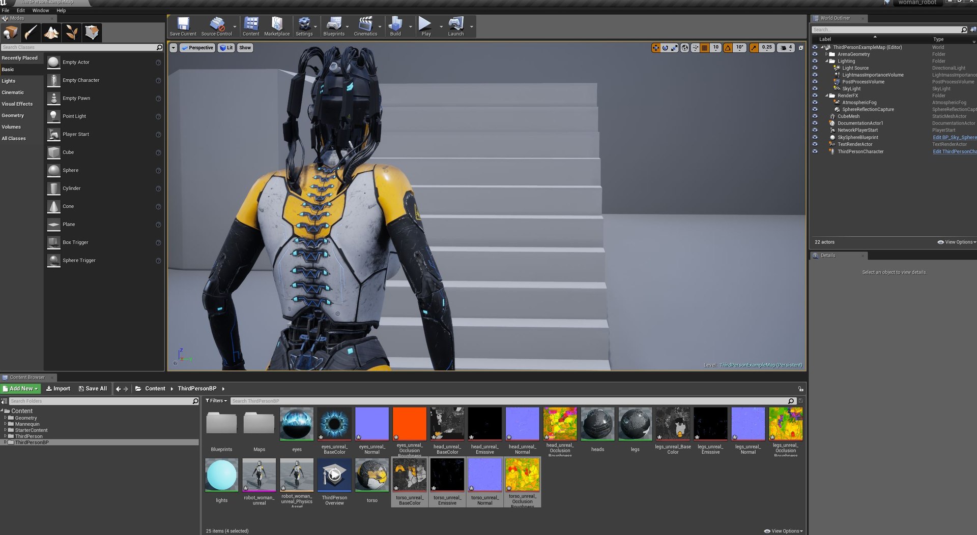 3d model sci-fi female android character
