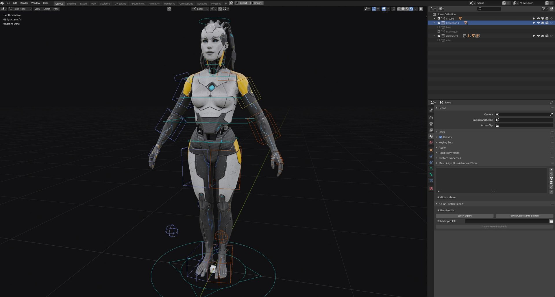 3d model sci-fi female android character