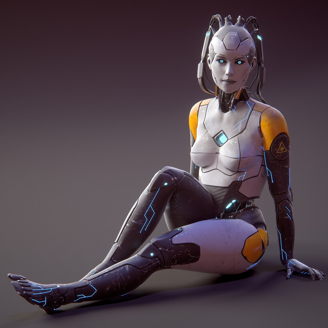 Cyberpunk robot 3d model фото 29