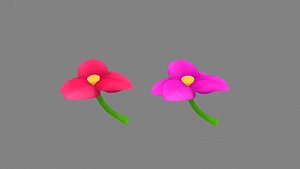 3D Cartoon flowers Low-poly 3D model model