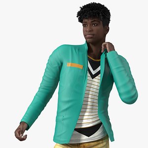 Dark Skin Teenager Fashionable Style Rigged