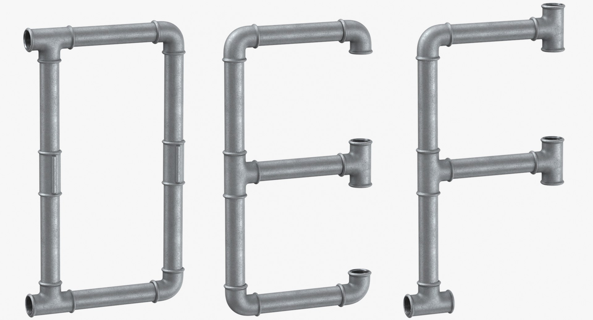Galvanized Steel Pipe Letters 3D Model - TurboSquid 1513144