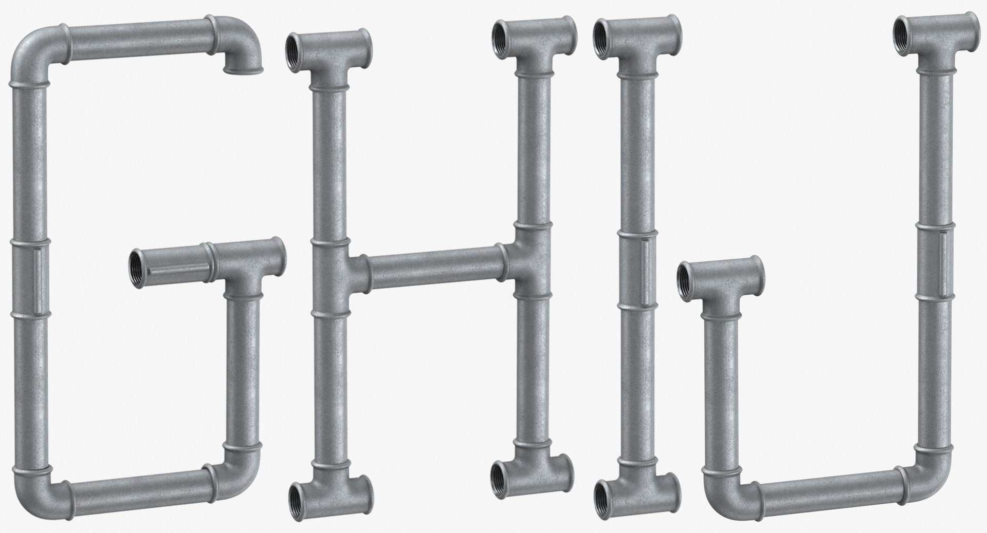 Galvanized Steel Pipe Letters 3D Model - TurboSquid 1513144