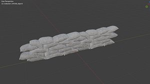3D Stacked Sandbag Wall 3D Model